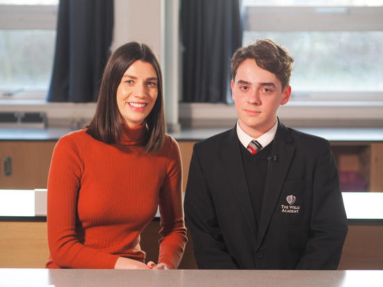 Science teacher Lizzie Pocklington and her student Guilherme